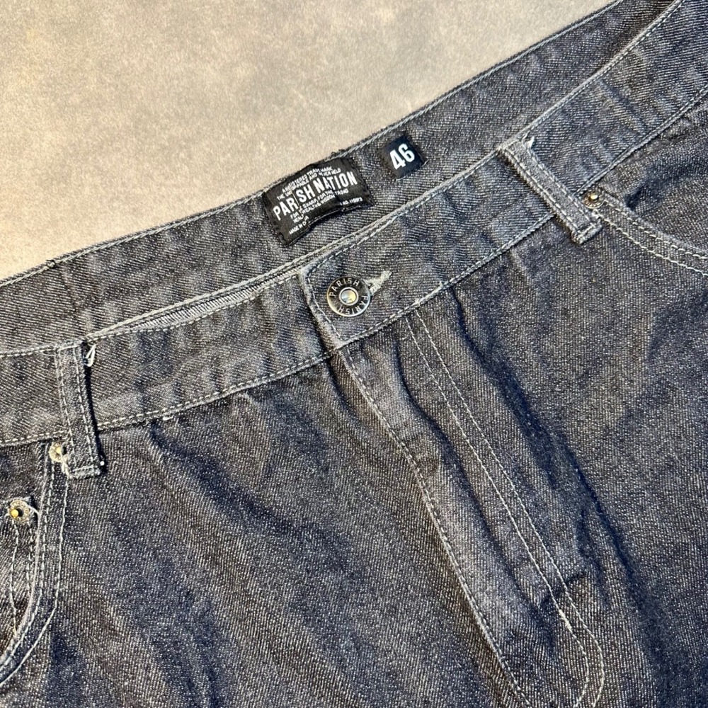 Parish Nation Jeans Mens 46 Blue Dark Wash Embroidered Streetwear Excellent